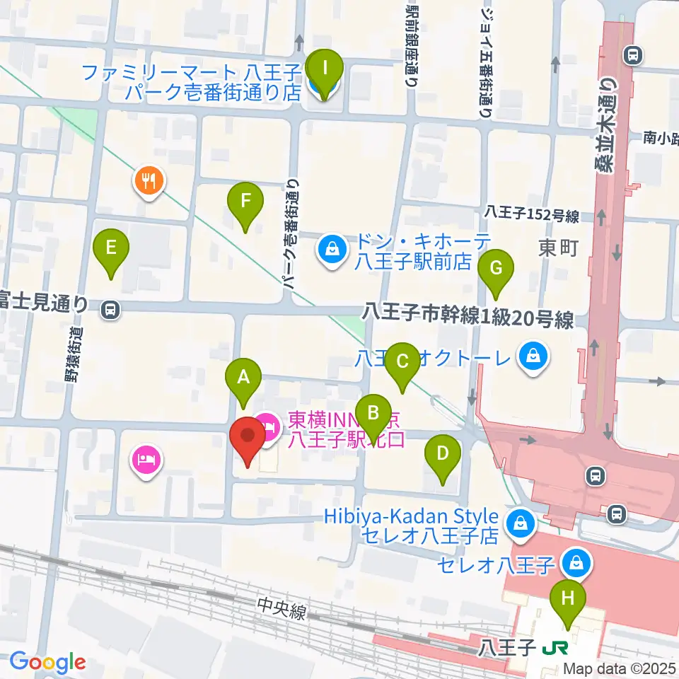 Rinky Dink Studio 八王子2nd周辺のコンビニエンスストア一覧地図