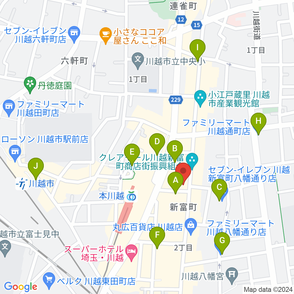 リンキィディンク川越i.M.O周辺のコンビニエンスストア一覧地図