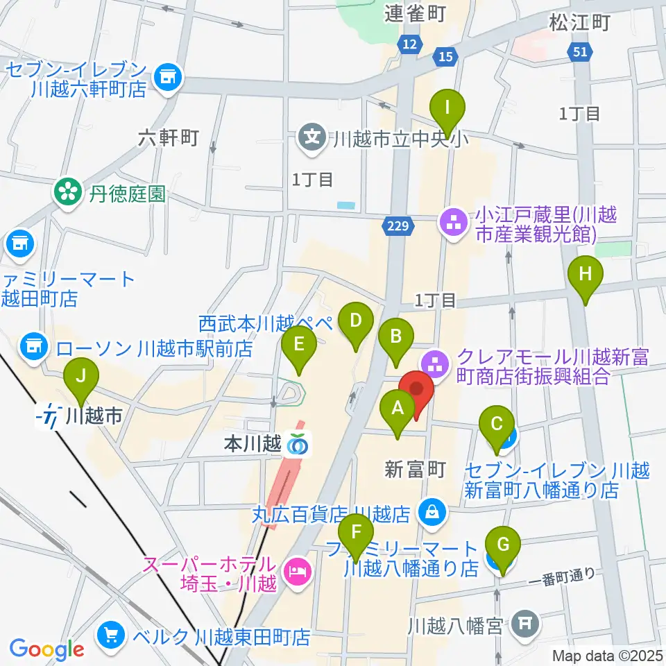 リンキィディンク川越 i.m.o周辺のコンビニエンスストア一覧地図