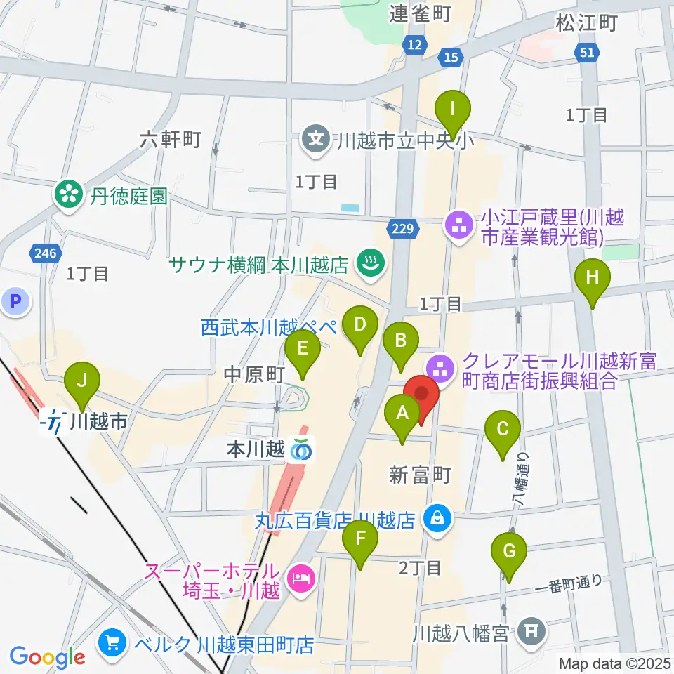 リンキィディンク川越 i.m.o周辺のコンビニエンスストア一覧地図