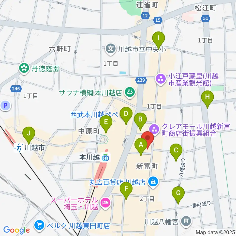 リンキィディンク川越 i.m.o周辺のコンビニエンスストア一覧地図