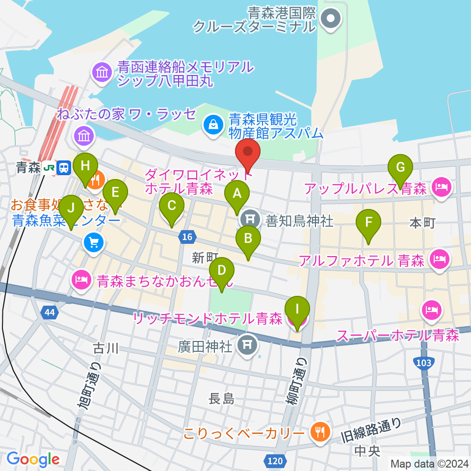 青森クォーター周辺のコンビニエンスストア一覧地図