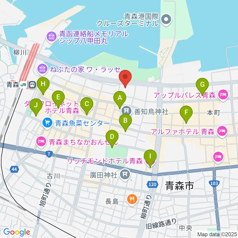青森クォーター周辺のコンビニエンスストア一覧地図
