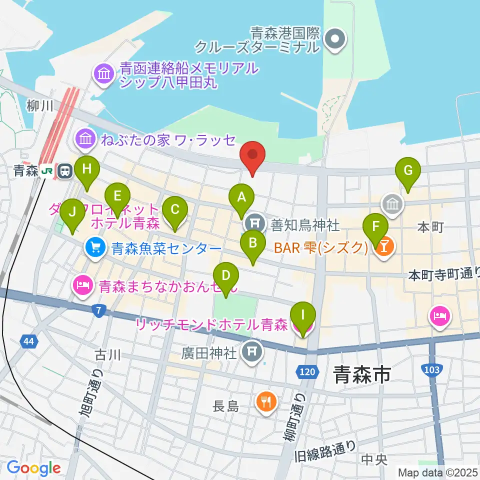 青森クォーター周辺のコンビニエンスストア一覧地図