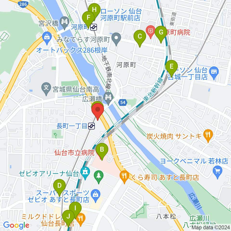 長町リプル周辺のコンビニエンスストア一覧地図