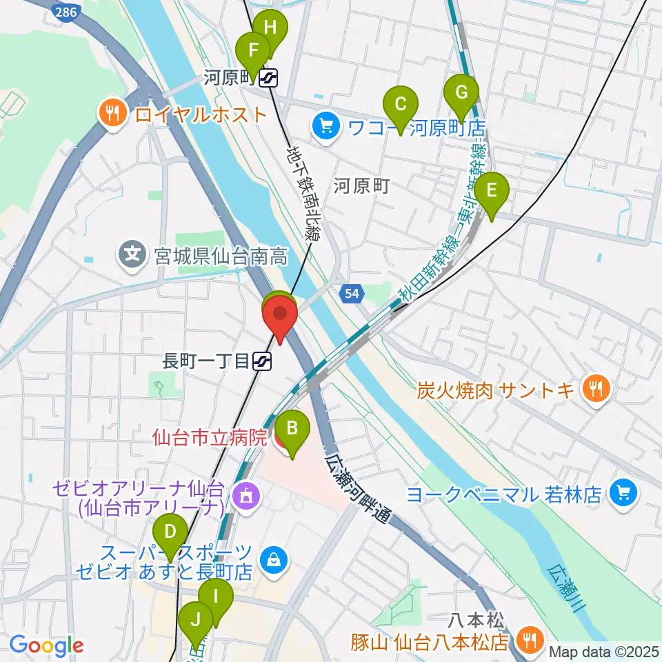 長町リプル周辺のコンビニエンスストア一覧地図