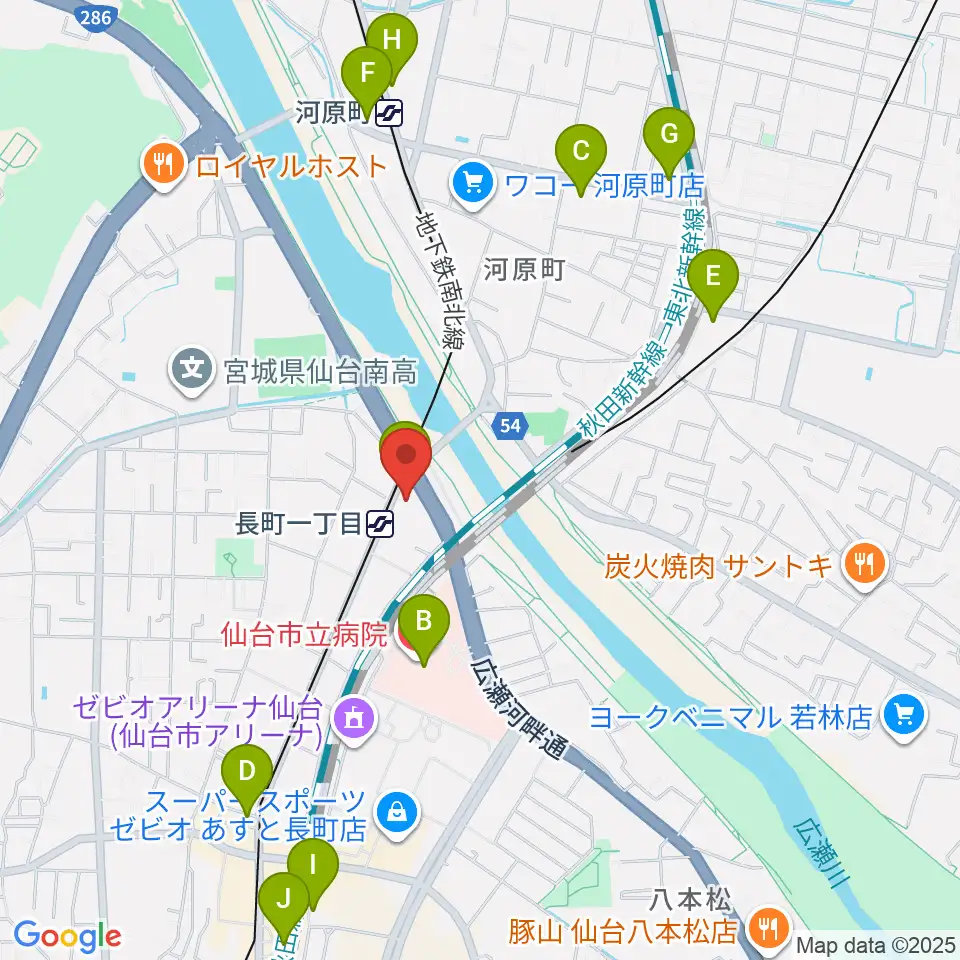 長町リプル周辺のコンビニエンスストア一覧地図