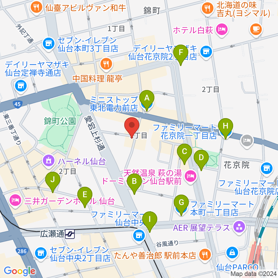 仙台ネオブラザーズ周辺のコンビニエンスストア一覧地図