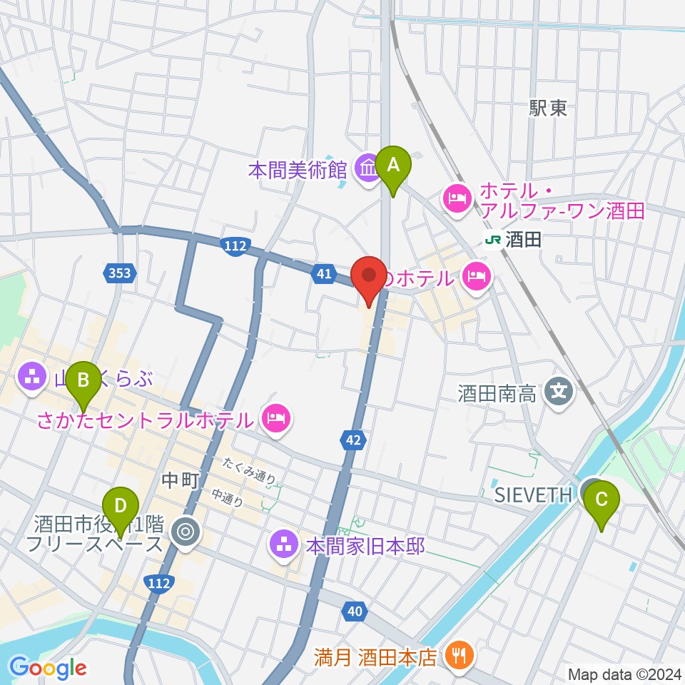 酒田MUSIC FACTORY周辺のコンビニエンスストア一覧地図