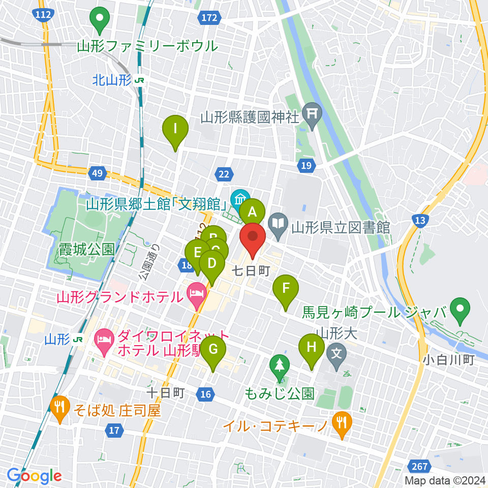 山形ノイジーダック周辺のコンビニエンスストア一覧地図