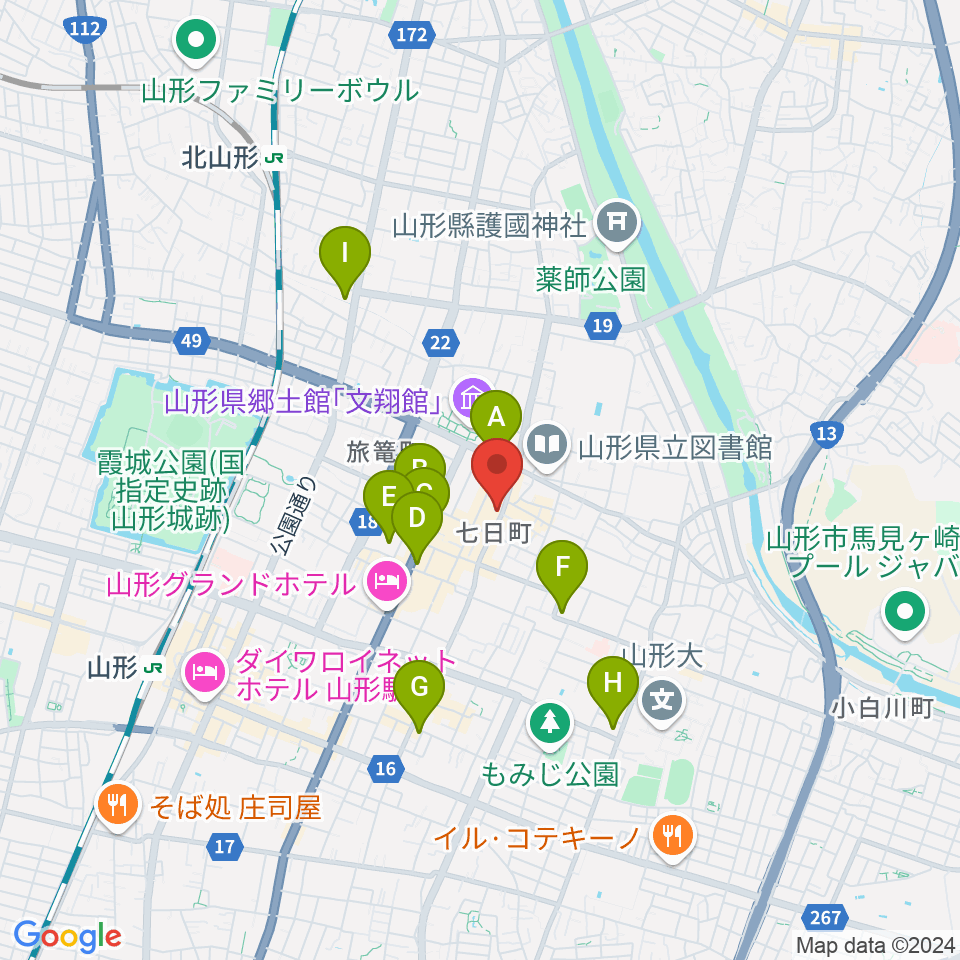 山形ノイジーダック周辺のコンビニエンスストア一覧地図