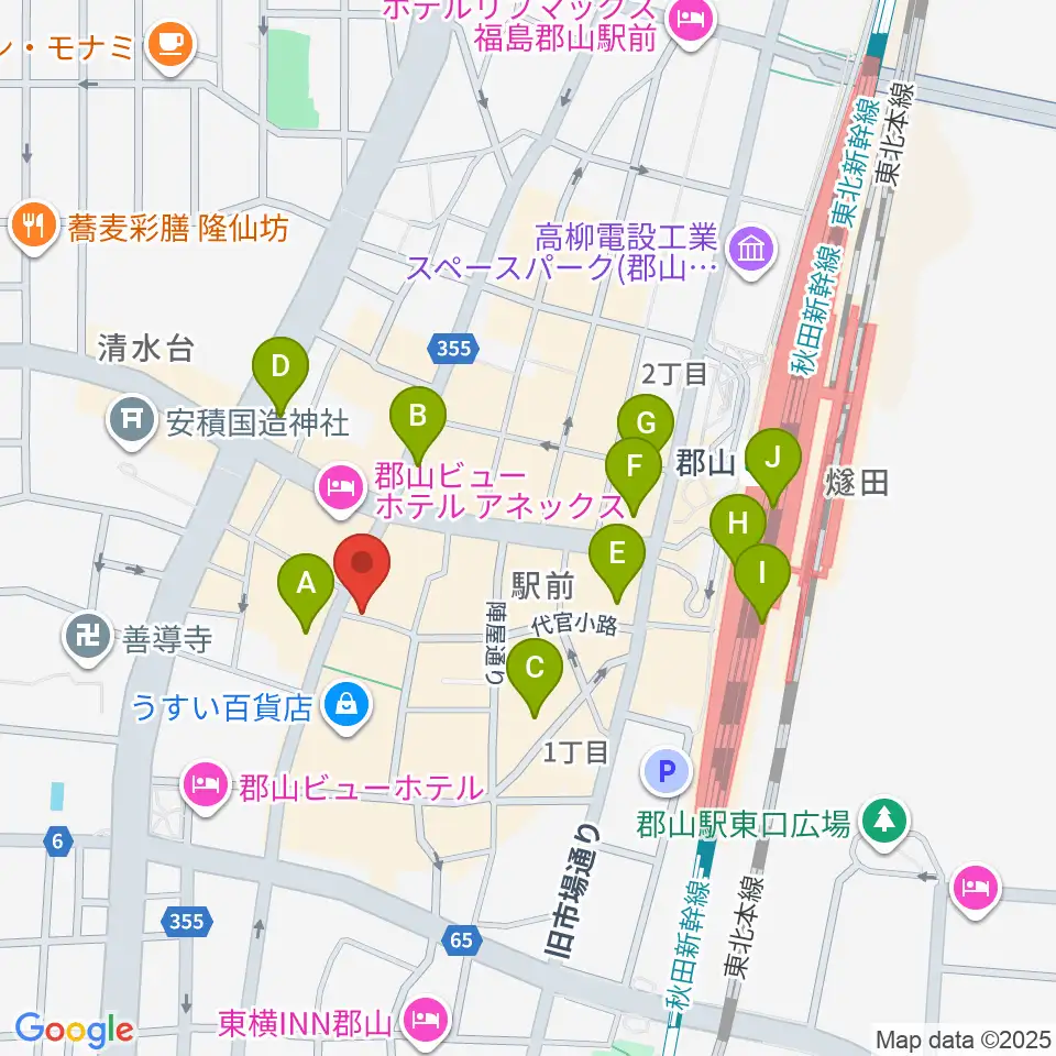 郡山PEAK ACTION周辺のコンビニエンスストア一覧地図