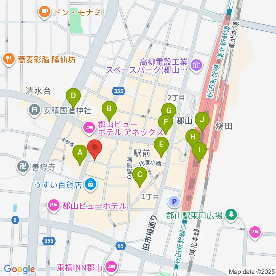郡山PEAK ACTION周辺のコンビニエンスストア一覧地図