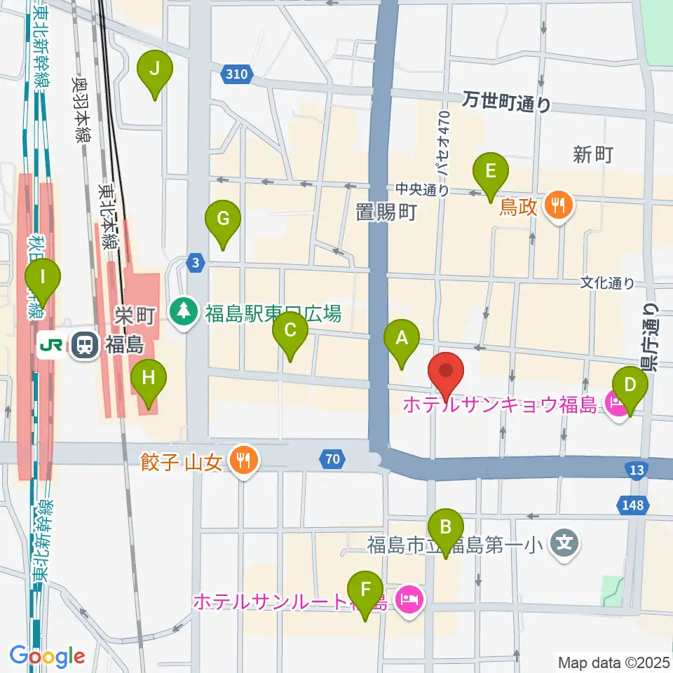 福島 CLUB NEO周辺のコンビニエンスストア一覧地図