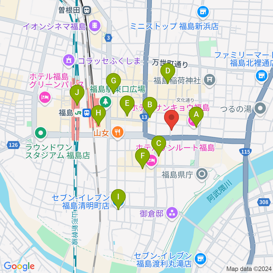 福島C-moon周辺のコンビニエンスストア一覧地図