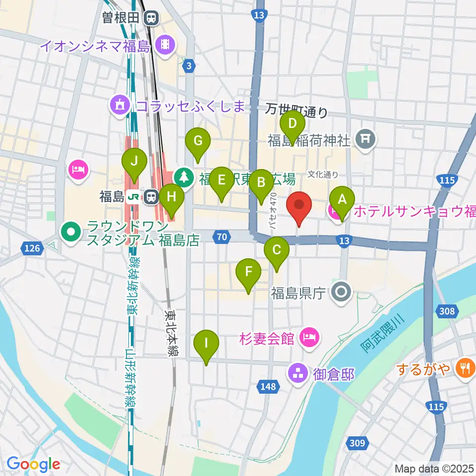 福島C-moon周辺のコンビニエンスストア一覧地図