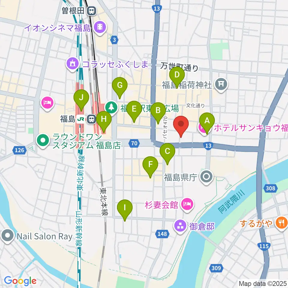 福島C-moon周辺のコンビニエンスストア一覧地図