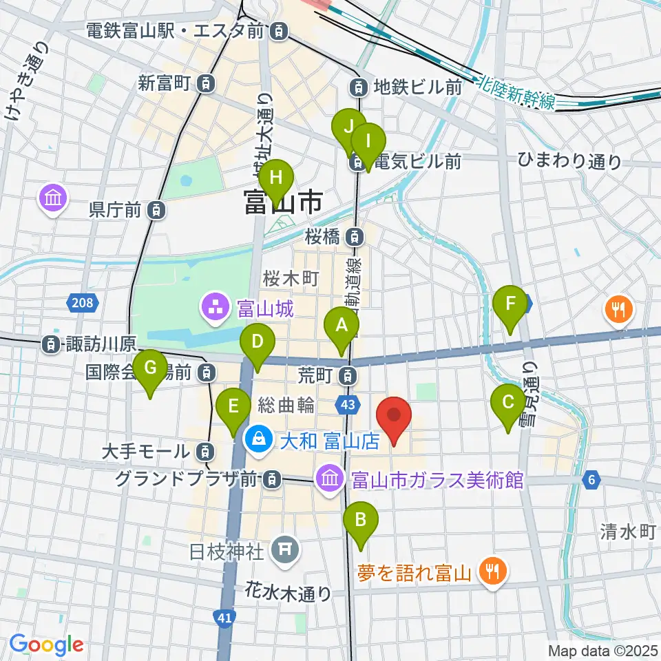 富山サマーナイト周辺のコンビニエンスストア一覧地図