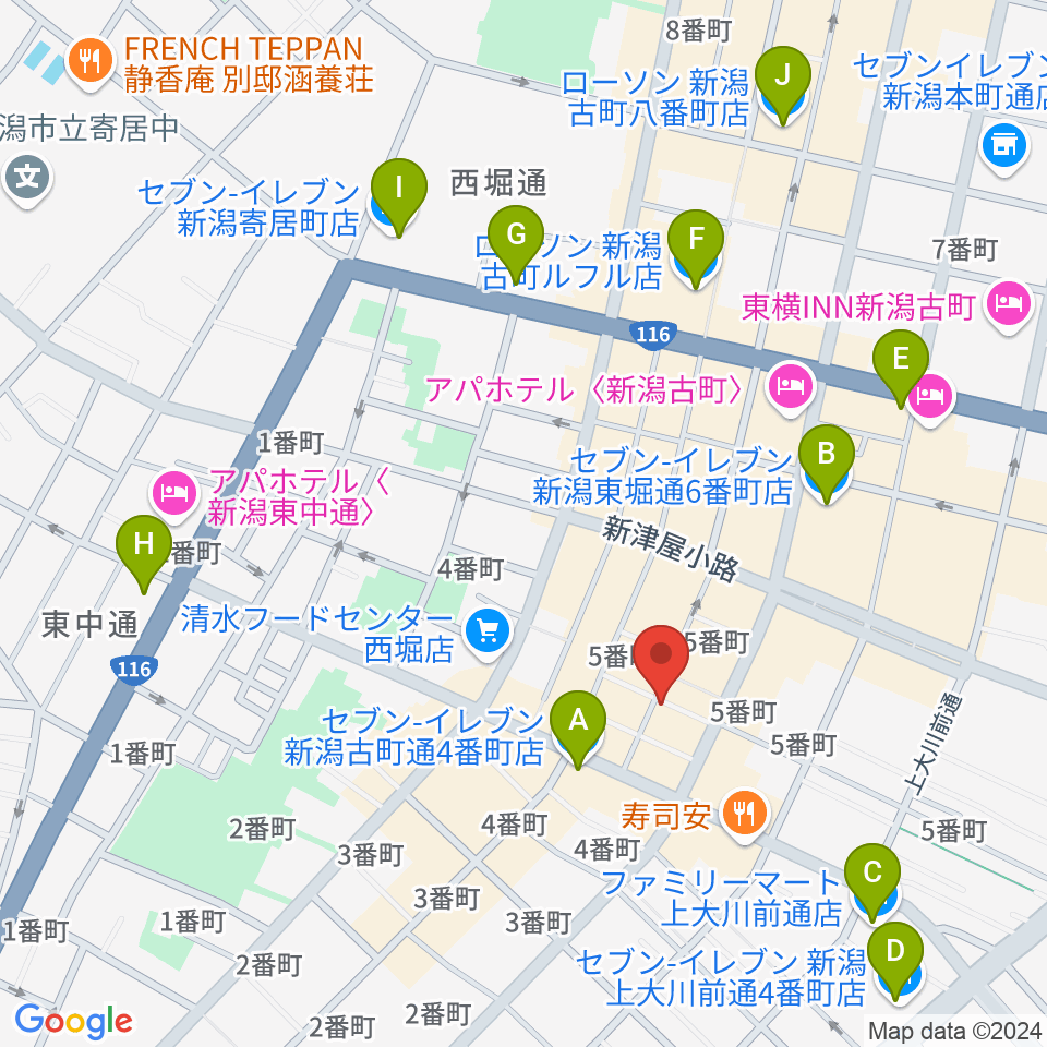 新潟JAZZ FLASH周辺のコンビニエンスストア一覧地図