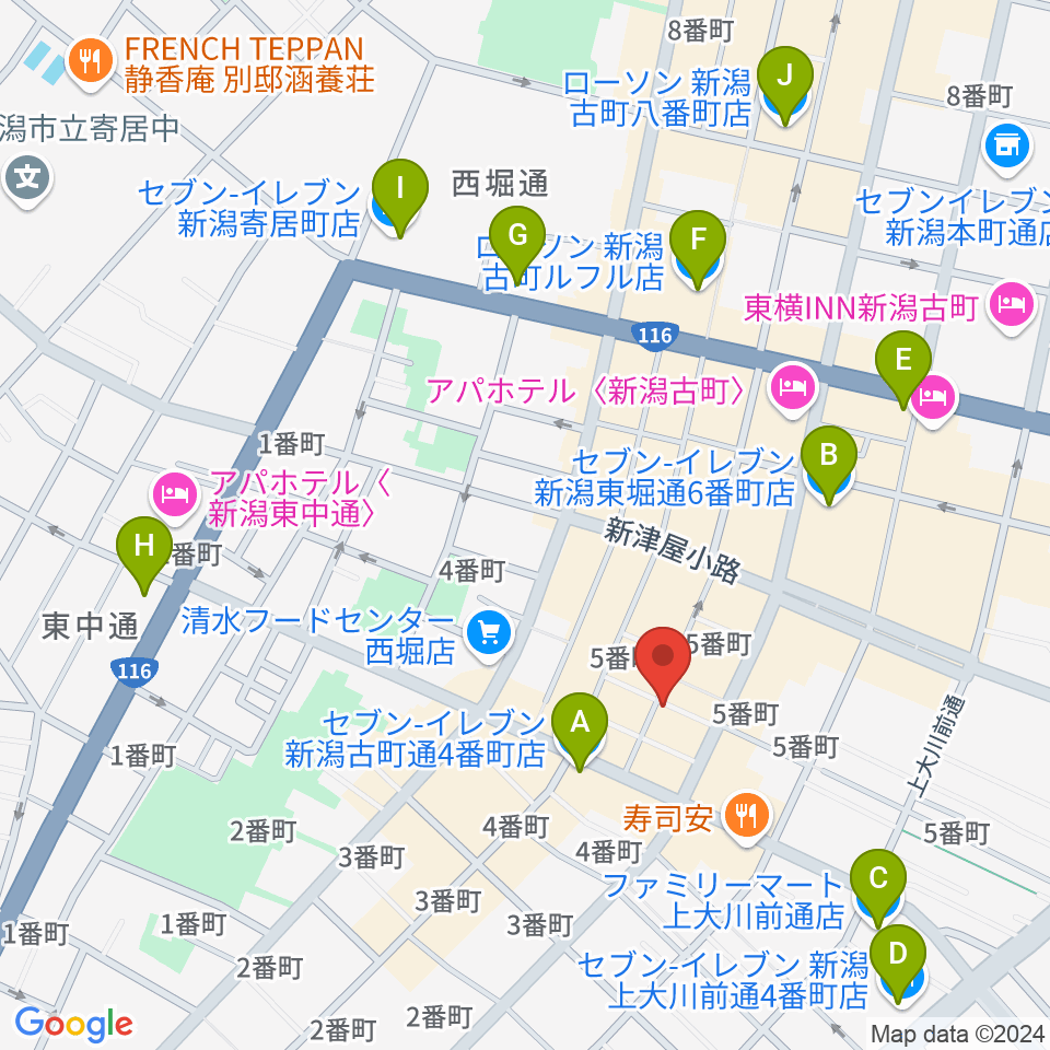 新潟JAZZ FLASH周辺のコンビニエンスストア一覧地図