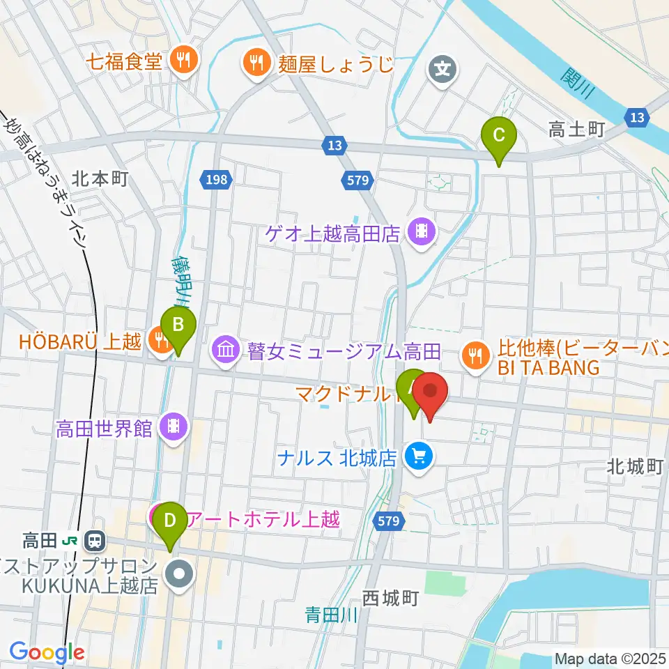 上越EARTH周辺のコンビニエンスストア一覧地図