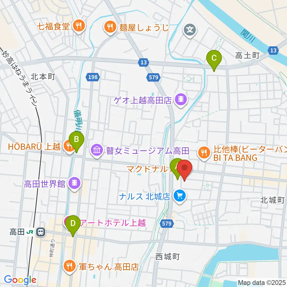上越EARTH周辺のコンビニエンスストア一覧地図