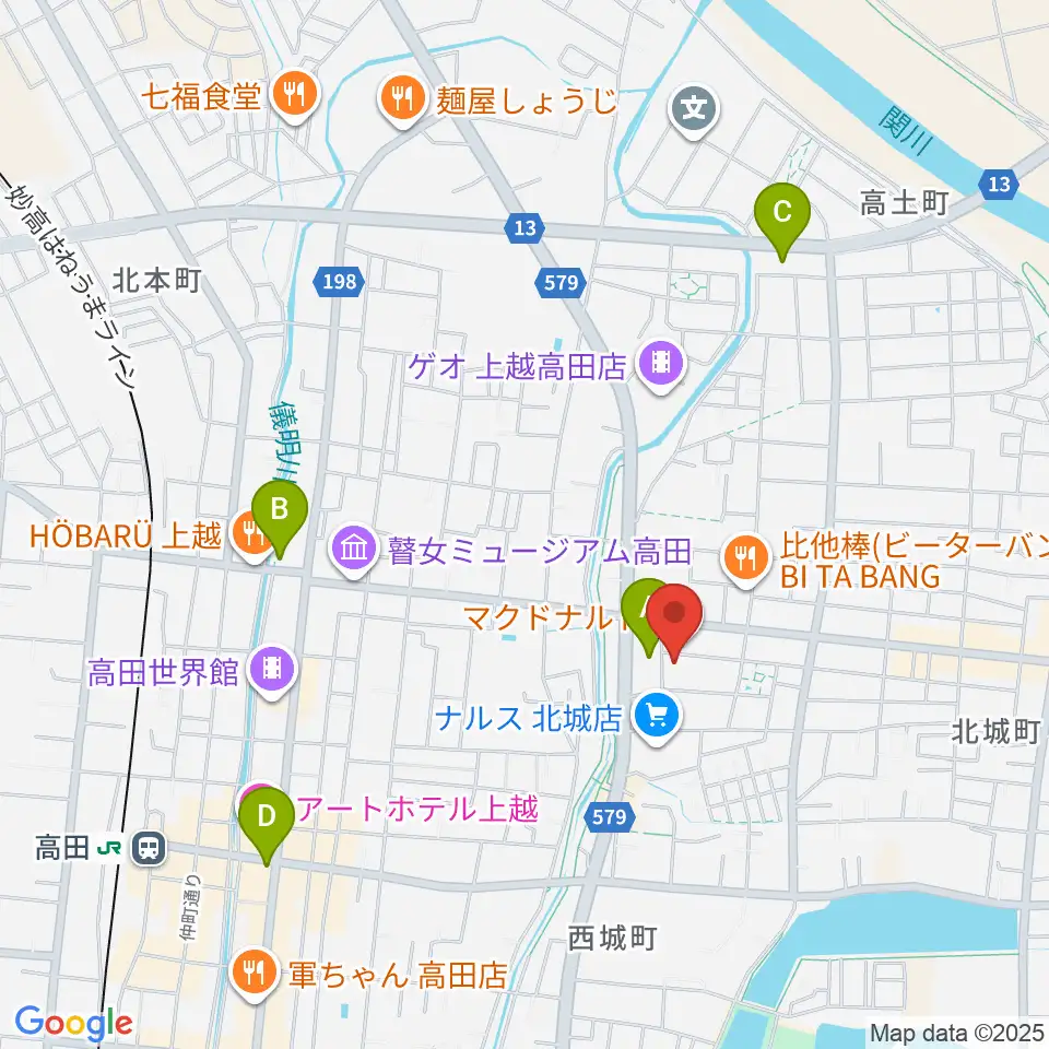 上越EARTH周辺のコンビニエンスストア一覧地図