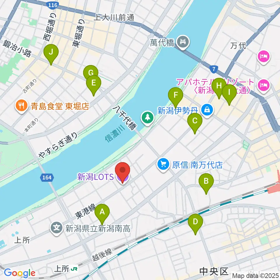 新潟LOTS周辺のコンビニエンスストア一覧地図