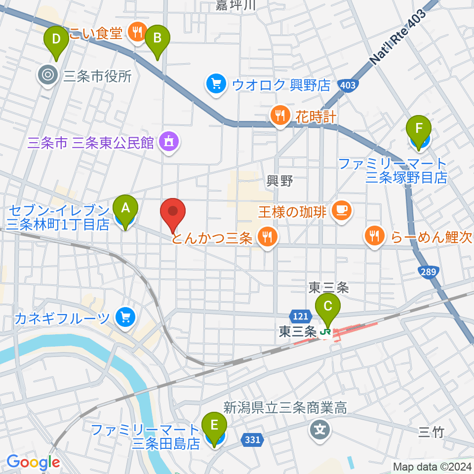 三条ロケット・ピンク周辺のコンビニエンスストア一覧地図