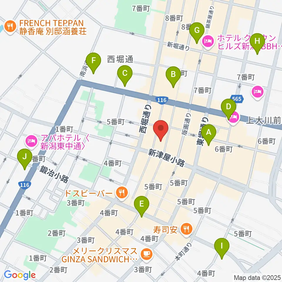 新潟WOODY周辺のコンビニエンスストア一覧地図
