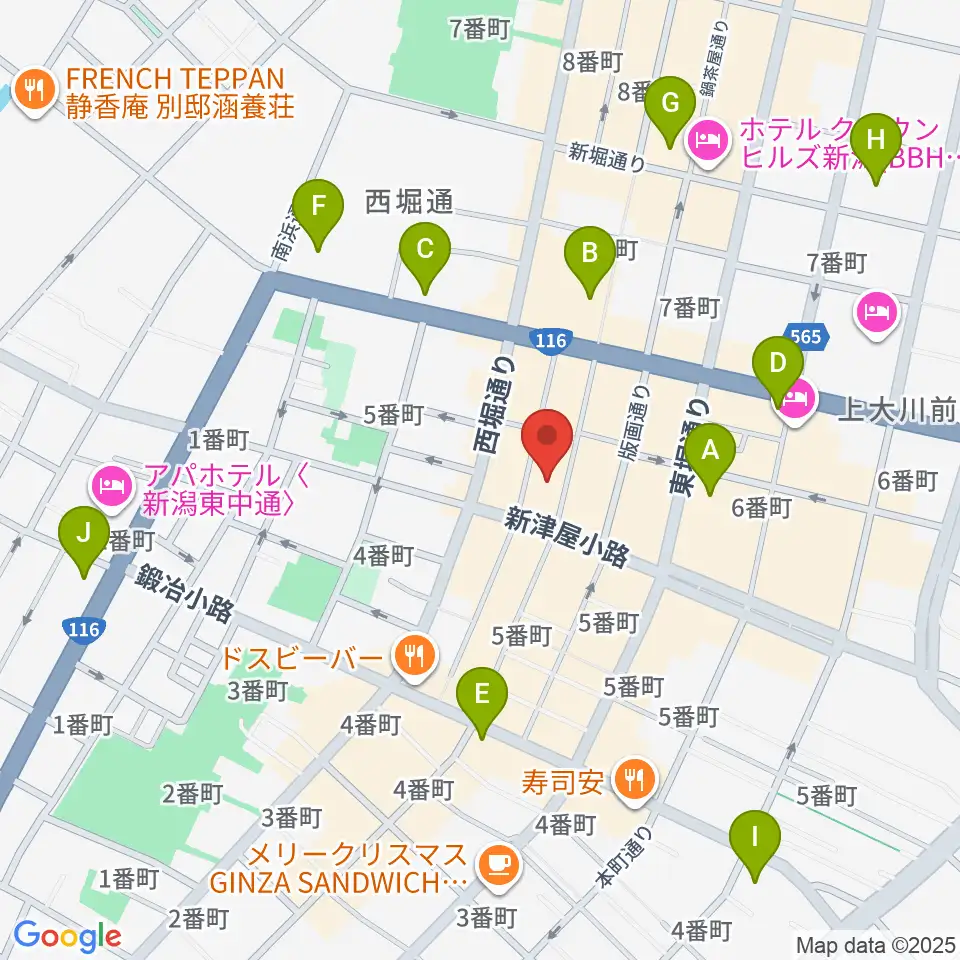 新潟WOODY周辺のコンビニエンスストア一覧地図