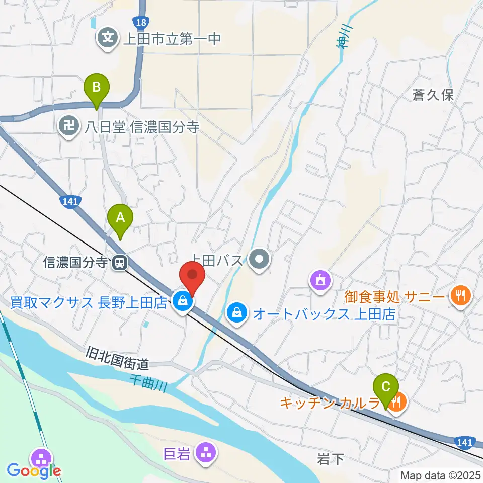 上田ブレイク周辺のコンビニエンスストア一覧地図