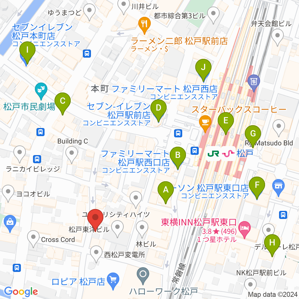 松戸コルコバード周辺のコンビニエンスストア一覧地図
