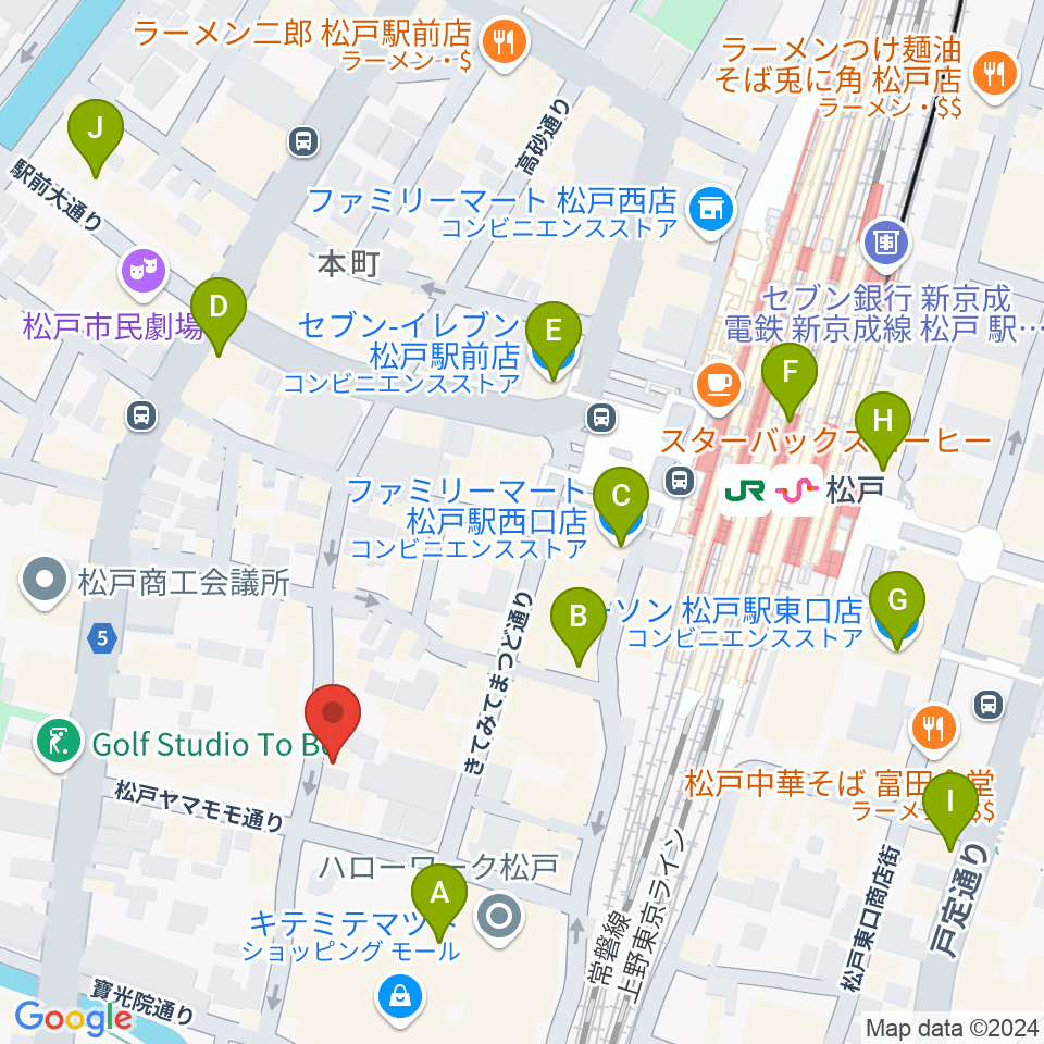 松戸コルコバード周辺のコンビニエンスストア一覧地図