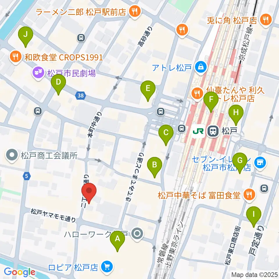 松戸コルコバード周辺のコンビニエンスストア一覧地図