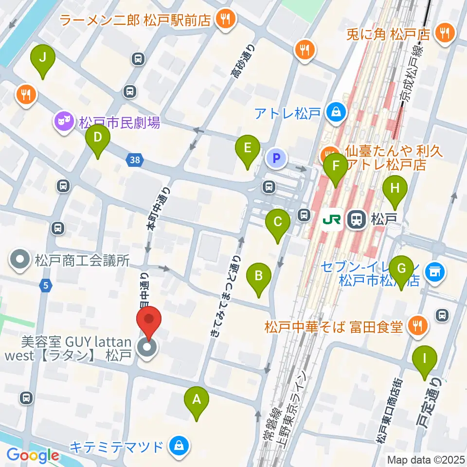 松戸コルコバード周辺のコンビニエンスストア一覧地図