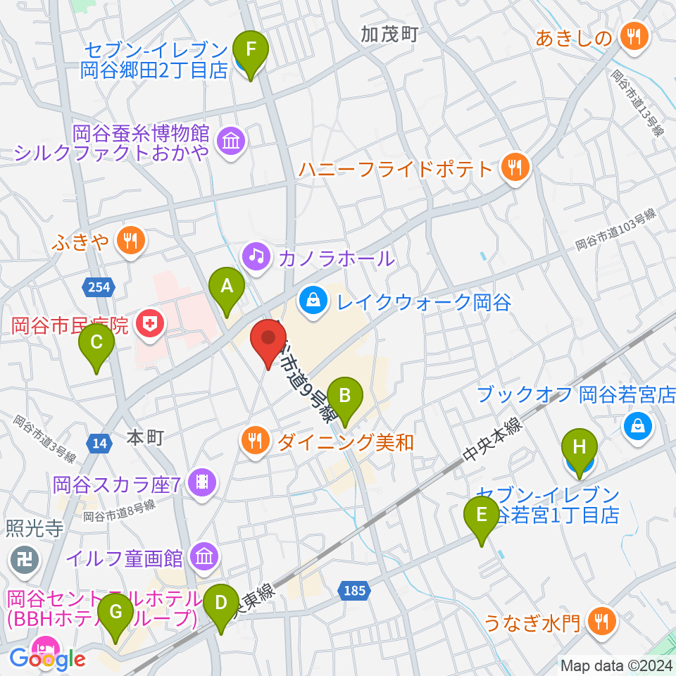 岡谷ファイブペニーズ周辺のコンビニエンスストア一覧地図