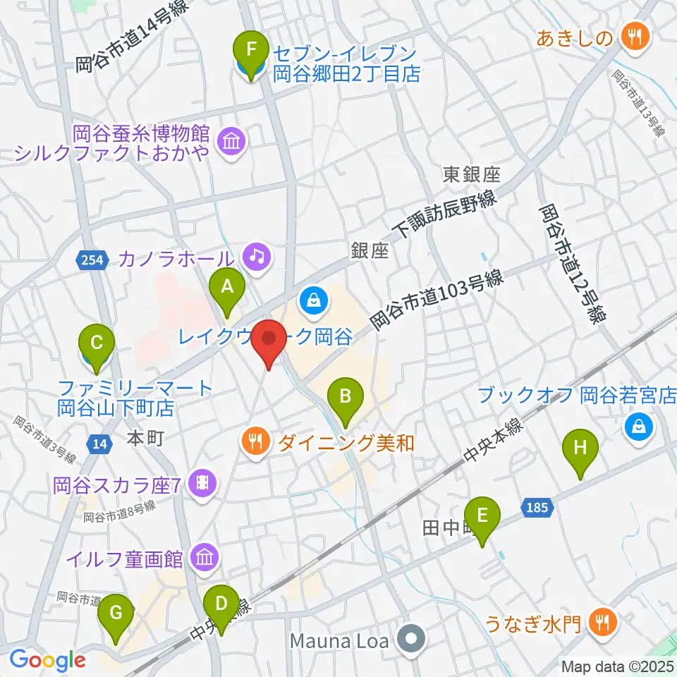 岡谷ファイブペニーズ周辺のコンビニエンスストア一覧地図