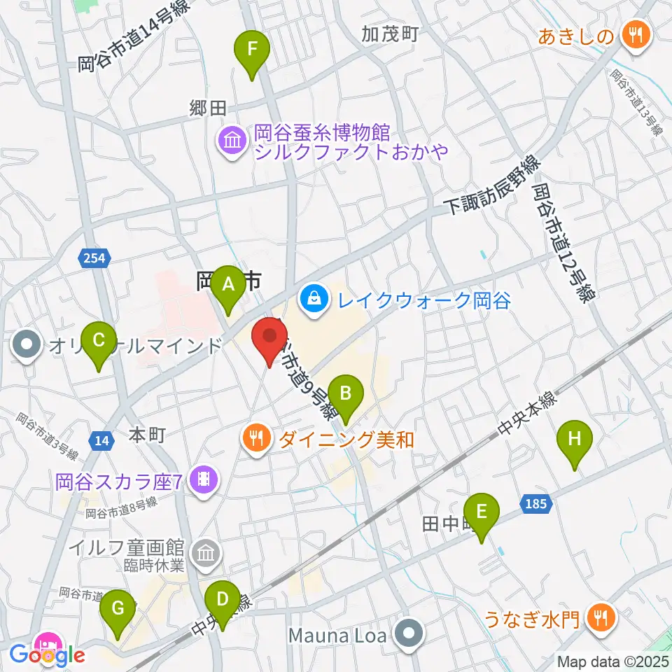 岡谷ファイブペニーズ周辺のコンビニエンスストア一覧地図