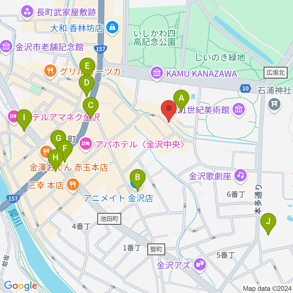 金沢もっきりや周辺のコンビニエンスストア一覧地図