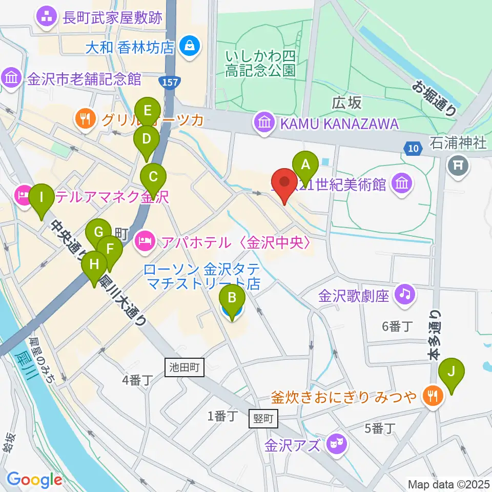 金沢もっきりや周辺のコンビニエンスストア一覧地図