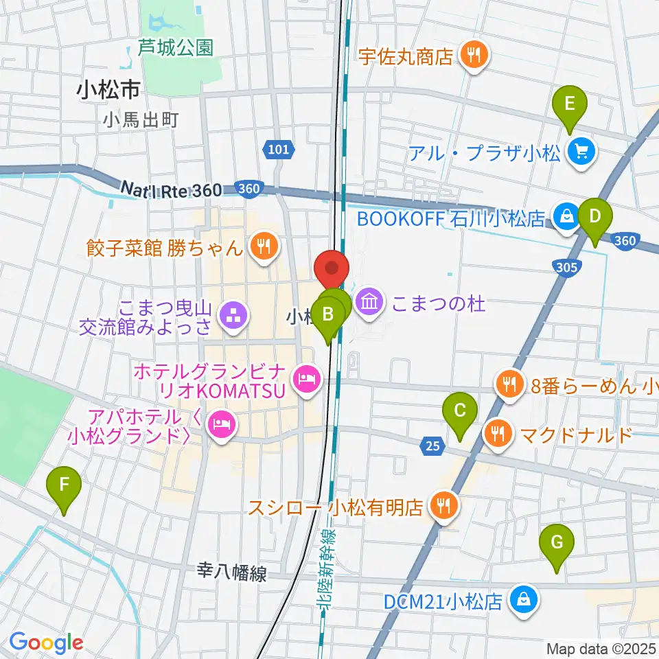 小松市民交流プラザ The MAT'S周辺のコンビニエンスストア一覧地図