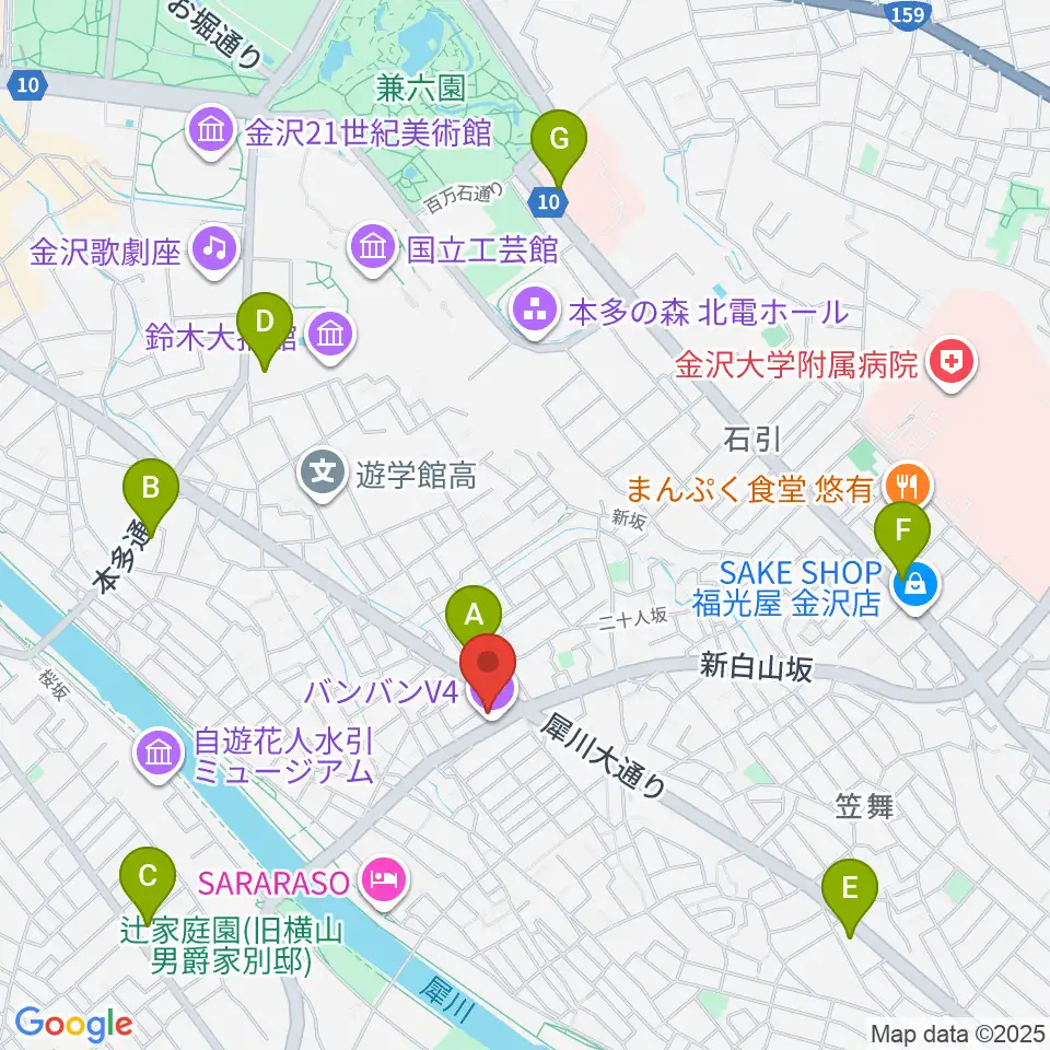 金沢vanvan V4周辺のコンビニエンスストア一覧地図