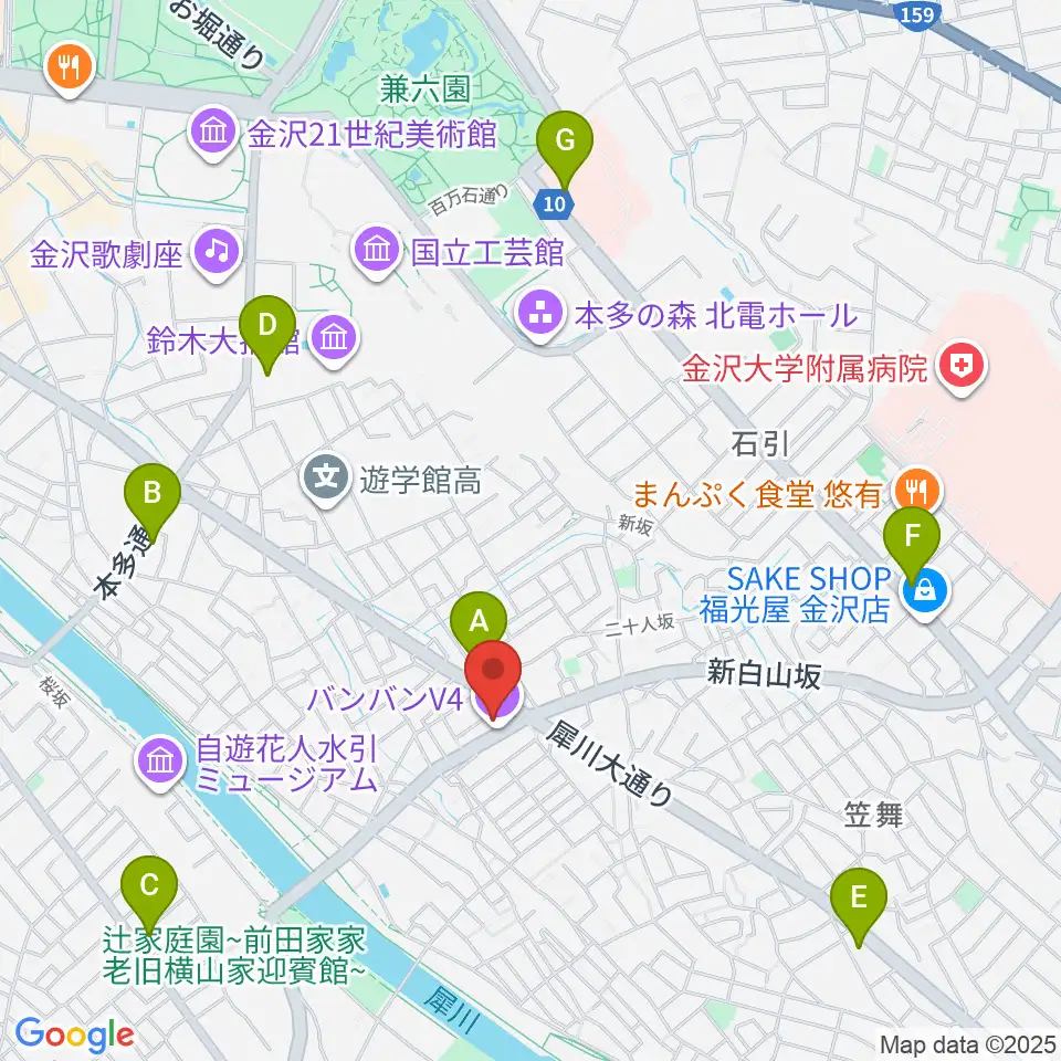 金沢vanvan V4周辺のコンビニエンスストア一覧地図