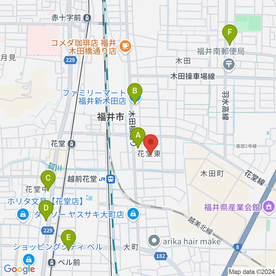 福井CHOP周辺のコンビニエンスストア一覧地図