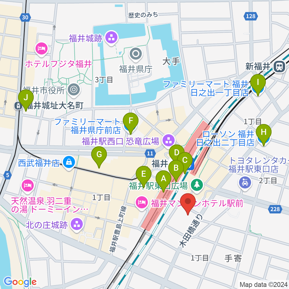 福井県県民ホール周辺のコンビニエンスストア一覧地図