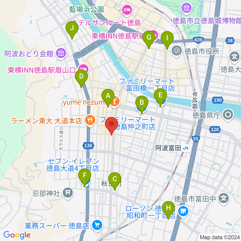 徳島SWING周辺のコンビニエンスストア一覧地図