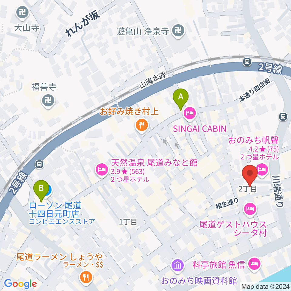 尾道B×B周辺のコンビニエンスストア一覧地図