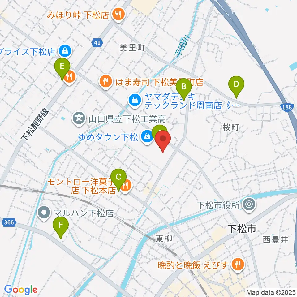 スターピアくだまつ 下松市文化会館周辺のコンビニエンスストア一覧地図
