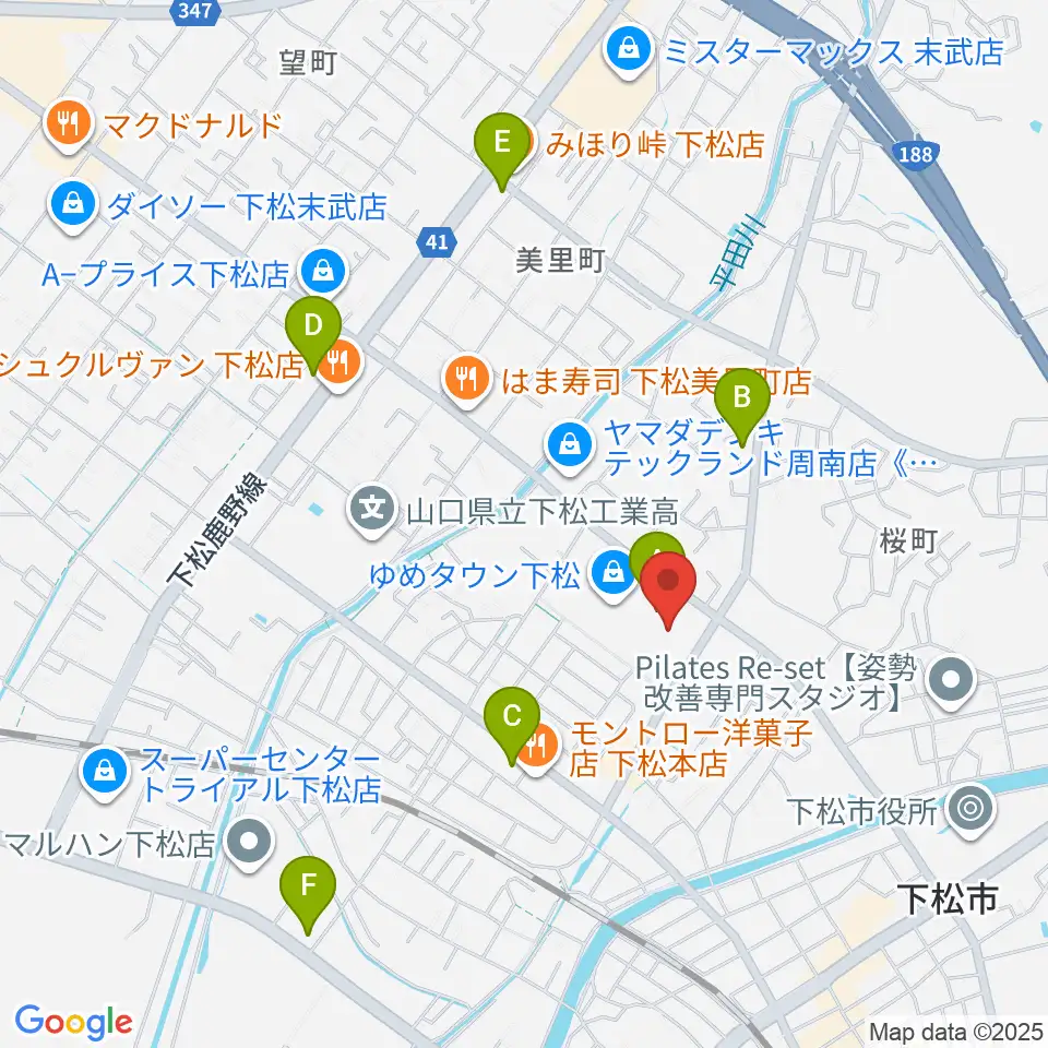スターピアくだまつ 下松市文化会館周辺のコンビニエンスストア一覧地図